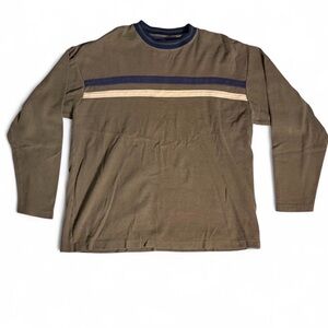 Men's Long Sleeve Olive Shirt with Stripes